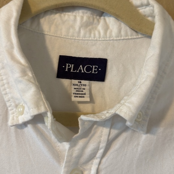 Place Boys White Cotton Short Sleeve Button Down Shirt Size 16 XXL - Picture 12 of 13